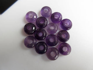 2 Pieces Natural Amethyst Large Hole Gemstone beads, Huge 14mm Purple Amethyst Faceted Rondelle Beads With 5mm Hole/Drill Size, GDS1044/4