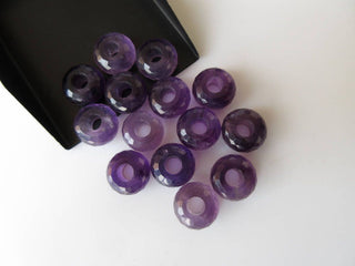 2 Pieces Natural Amethyst Large Hole Gemstone beads, Huge 14mm Purple Amethyst Faceted Rondelle Beads With 5mm Hole/Drill Size, GDS1044/4