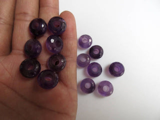 2 Pieces Natural Amethyst Large Hole Gemstone beads, Huge 14mm Purple Amethyst Faceted Rondelle Beads With 5mm Hole/Drill Size, GDS1044/4