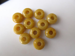 2 Pieces Yellow Sapphire Color Jade Large Hole Gemstone beads, Huge 14mm Yellow Faceted Rondelle Beads With 5mm Hole/Drill Size, GDS1044/6