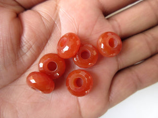 2 Pieces Natural Red Onyx Large Hole Gemstone beads, Huge 14mm Red Chalcedony Faceted Rondelle Beads With 5mm Hole/Drill Size, GDS1044/9