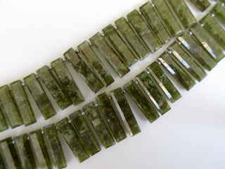 Natural Vessonite Long Baguette Shaped Step Cut Side Drilled Faceted Cabochon, Vesuvianite Briolette Beads, Green Garnet Jewelry, GDS906