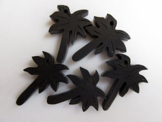 4 Pieces 30mm Ebony Wood Hand Carved Palm Tree Pendant Bead, Palm Tree Wood Bead Pendant Charms, Wooden Pendant And Necklace, GDS1043/2