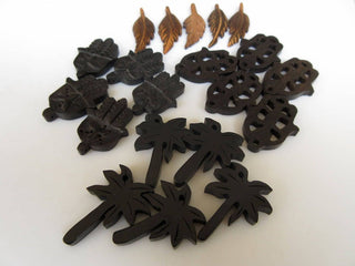 4 Pieces 30mm Ebony Wood Hand Carved Palm Tree Pendant Bead, Palm Tree Wood Bead Pendant Charms, Wooden Pendant And Necklace, GDS1043/2