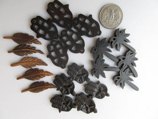 4 Pieces 30mm Ebony Wood Hand Carved Palm Tree Pendant Bead, Palm Tree Wood Bead Pendant Charms, Wooden Pendant And Necklace, GDS1043/2