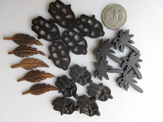 4 Pieces Mango Wood Hand Carved Feather Pendant Wooden Feather Bead Pendant Charms Wooden Pendant And Necklace