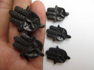 4 Pieces 29mm Beautiful Ebony Wood Hand Carved Hamsa Hand Pendant Hamsa Hand Wood Bead Pendant Charms Wooden Pendant