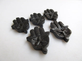 4 Pieces 29mm Beautiful Ebony Wood Hand Carved Hamsa Hand Pendant Hamsa Hand Wood Bead Pendant Charms Wooden Pendant
