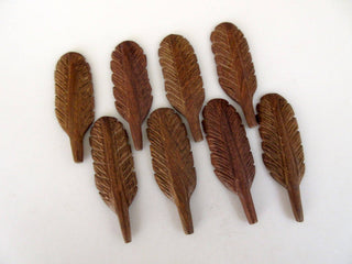 4 Pieces Natural Teak Wood Hand Carved Feather, Feather Wood Pendant Charms, Wooden Pendant And Necklace, Without Drill GDS1043/13