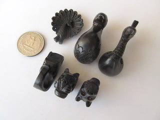 2 Pieces Natural Ebony Wood Hand Carved Peacock Pendant, Carved Wooden Bead Pendant, Animal Bird Charm Pendant, GDS1043/17