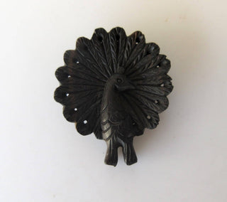 2 Pieces Natural Ebony Wood Hand Carved Peacock Pendant, Carved Wooden Bead Pendant, Animal Bird Charm Pendant, GDS1043/17