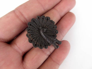 2 Pieces Natural Ebony Wood Hand Carved Peacock Pendant, Carved Wooden Bead Pendant, Animal Bird Charm Pendant, GDS1043/17