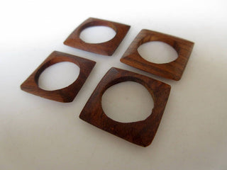 5 Pieces Hand Carved Natural Teak Wood Ring/Bead, Wooden Square Ring, Brown Bead Ring, Wooden Jewelry Supplies,  GDS1045/4