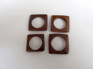 5 Pieces Hand Carved Natural Teak Wood Ring/Bead, Wooden Square Ring, Brown Bead Ring, Wooden Jewelry Supplies,  GDS1045/4