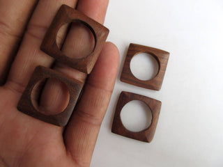 5 Pieces Hand Carved Natural Teak Wood Ring/Bead, Wooden Square Ring, Brown Bead Ring, Wooden Jewelry Supplies,  GDS1045/4