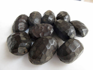 5 Pieces Hand Carved Natural Ebony Wooden Oval Tumble Beads, Faceted Wood Bead Pendant, Wooden Supplies Jewelry,  GDS1045/6