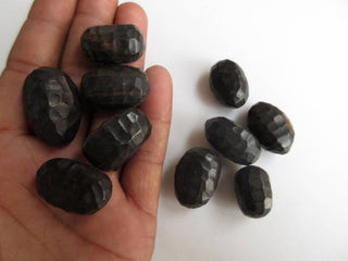 5 Pieces Hand Carved Natural Ebony Wooden Oval Tumble Beads, Faceted Wood Bead Pendant, Wooden Supplies Jewelry,  GDS1045/6