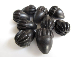 5 Pieces Acorn Shaped Hand Carved Natural Ebony Wood Beads, Smooth Acorn Wooden Bead Pendant, Wooden Jewelry Supplies,  GDS1045/8