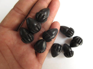 5 Pieces Acorn Shaped Hand Carved Natural Ebony Wood Beads, Smooth Acorn Wooden Bead Pendant, Wooden Jewelry Supplies,  GDS1045/8