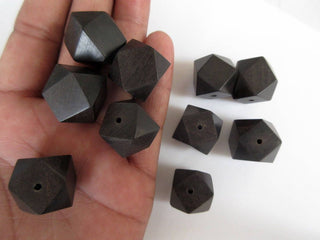 6 Pieces Tetradecagon Octagon Shaped Hand Carved Natural Ebony Wood Beads, Smooth Wooden Bead Pendant, Wooden Supplies Jewelry,  GDS1045/9