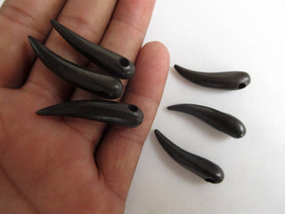 10 Pieces Horn Shaped Hand Carved Natural Ebony Wood Beads, Smooth Horn Wooden Bead Pendant, Wooden Supplies Jewelry, GDS1045/12