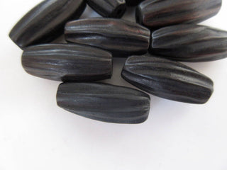 10 Pieces Long Cylinder Shaped Hand Carved Ebony Wood Beads, Long Drum Wooden Bead Pendant, Wooden Supplies Jewelry, GDS1045/14