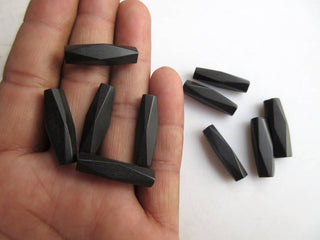 10 Pieces Cylinder Shaped Hand Carved Ebony Wood Beads, Smooth Long Drum Wooden Bead Pendant, Wooden Supplies Jewelry, GDS1045/15