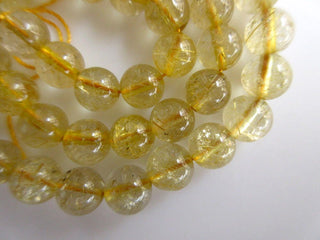 Natural Gold Rutile Quartz Smooth Round Rondelle Beads, 6mm Beads And 7mm Beads, Gold Rutilated Quartz Jewelry, GDS919