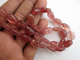 Natural Pink Strawberry Quartz Smooth Tumble Beads, 12mm to 20mm Beads And 13mm To 36mm Beads, Pink Strawberry Quartz Jewelry, GDS921