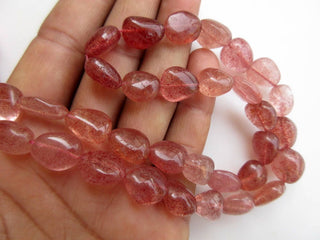 Natural Pink Strawberry Quartz Smooth Tumble Beads, 12mm to 20mm Beads And 13mm To 36mm Beads, Pink Strawberry Quartz Jewelry, GDS921