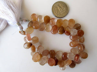 Natural Copper Gold Rutilated Quartz Pear Shaped Faceted Briolette Beads, Copper Rutile Quartz Beads Jewelry, GDS915