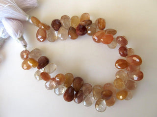 Natural Copper Gold Rutilated Quartz Pear Shaped Faceted Briolette Beads, Copper Rutile Quartz Beads Jewelry, GDS915