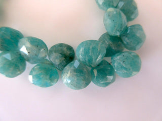 Natural Green Amazonite Heart Shaped Faceted Briolette Gemstone Beads 9mm To 12mm 4/8 inch for Jewelry, GDS925