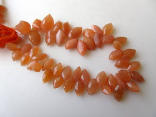 Natural Orange Moonstone Marquise Shaped Briolette Beads, 9mm To 14mm Beads, 8 Inch Strand, Moonstone Jewelry, GDS940