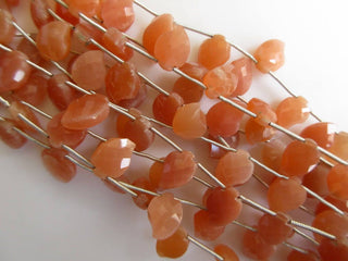 Natural Rare Orange Moonstone Leaf Shaped Paisley Shaped Faceted Briolette Beads, 9mm To 13mm Beads, Orange Moonstone Jewelry, GDS941