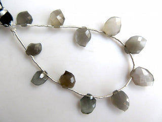 Grey Moonstone Paisley Shaped Leaf Shaped Faceted Briolette Beads, 8mm To 12mm Beads, Grey Moonstone Jewelry, GDS943