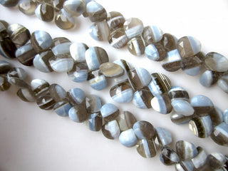 AAA Natural Blue Grey Bi Color Opal Faceted Heart Shaped Briolette Beads, 8mm To 12mm, 13mm To 15mm And 12mm To 14mm Beads, GDS950