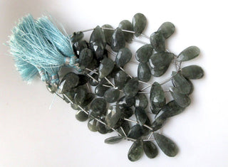 Rare Moss Aquamarine Huge Faceted Pear Shaped Briolette Beads, 15mm To 23mm, 27mm To 33mm And 9mm To 23mm Beads, Moss Aquamarine GDS954