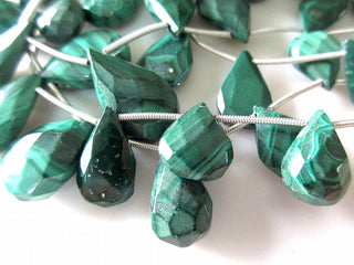 Rare Natural Malachite Faceted Pear Shaped Briolette Beads, Malachite Gemstones, 8x12mm To 19x11mm Beads, Malachite Jewelry, GDS956