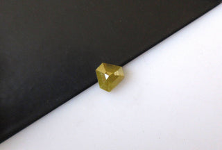 OOAK 0.55CTW/5.2mm Shield Shaped Yellow Diamond Rose Cut Loose Cabochon, Faceted Rose Cut Diamond For Ring, DDS518/6