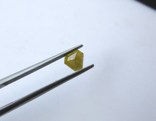 OOAK 0.55CTW/5.2mm Shield Shaped Yellow Diamond Rose Cut Loose Cabochon, Faceted Rose Cut Diamond For Ring, DDS518/6