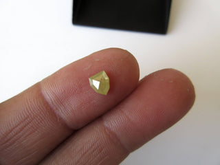 OOAK 0.65CTW/5.7mm Yellow Shield Shaped Rose Cut Diamond Loose Cabochon, Faceted Diamond Rose Cut Cabochon For Ring, DDS518/9