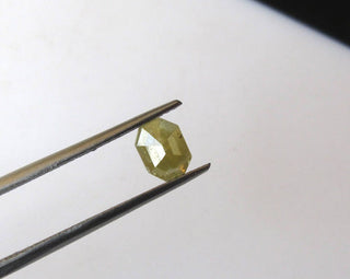 OOAK 0.80CTW/6.7mm Natural Yellow Emerald Cut Rose Cut Diamond Loose Cabochon, Faceted Rose Cut Diamond Loose, DDS518/26