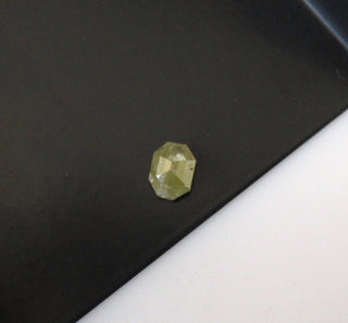OOAK 0.80CTW/6.7mm Natural Yellow Emerald Cut Rose Cut Diamond Loose Cabochon, Faceted Rose Cut Diamond Loose, DDS518/26