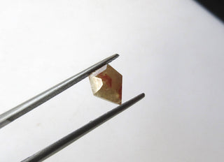 OOAK 0.85CTW/7.6mm Natural Peach/Red Shield Shaped Rose Cut Diamond Loose Cabochon, Faceted Rose Cut Diamond For Ring, DDS518/33