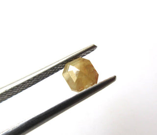OOAK 0.55CTW/5.2mm Natural Peach Yellow Cushion Shaped Rose Cut Diamond Loose Cabochon, Faceted Rose Cut Diamond For Ring, DDS518/44
