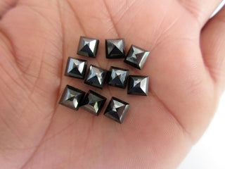 10 Pieces 6x6x4mm Each Black Onyx Faceted Princess Shaped Loose Gemstone For Jewelry GDS1047/9