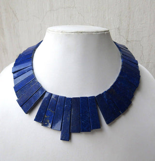 Natural Blue Lapis Lazuli Layout Necklace, Bib Necklace, Cleopatra Necklace, Graduated Collar Necklace, 8x16mm To 8x42mm, 19 Inch, GDS964