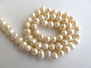 Off White Color Side Drilled Fresh Water Potato Pearl Beads, High Lustre Fancy Shaped Loose Pearls, 15 Inches, 10mm To 12mm Each, SKU-FP44