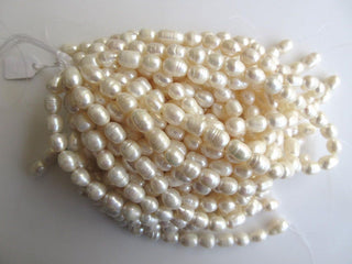 White Centre Drilled Fresh Water Potato Pearl Beads, High Lustre Fancy Shaped Loose Pearls, 15 Inches, 10mm To 12mm Each, SKU-FP46
